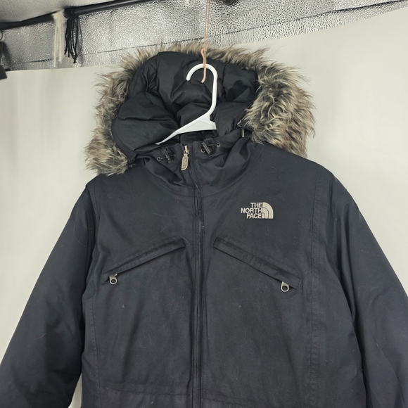 The North Face Black Puffer Coat with Fur Hood - Picture 2 of 6
